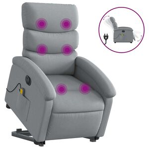 vidaXL Electric Stand up Massage Recliner Chair Light Grey Fabric