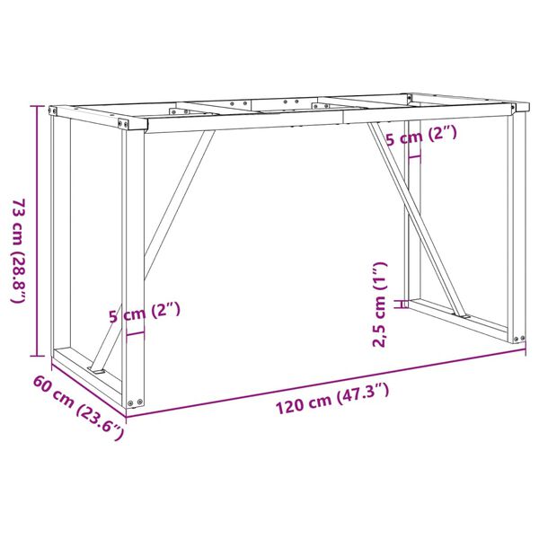 vidaXL Dining Table Legs O-Frame 120x60x73 cm Steel