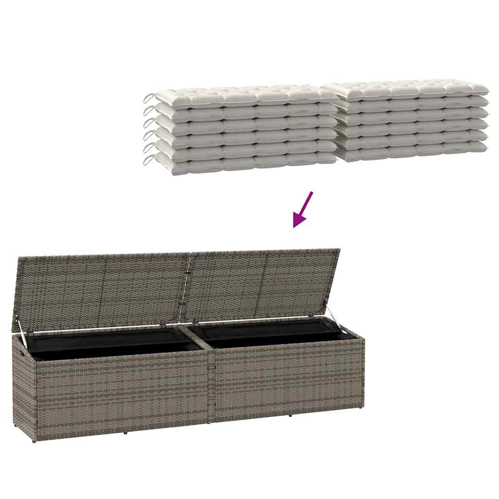 vidaXL Garden Storage Box Grey 220x50x58 cm Poly Rattan
