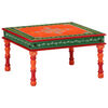 vidaXL Coffee Table Orange Hand Painted Solid Wood Mango