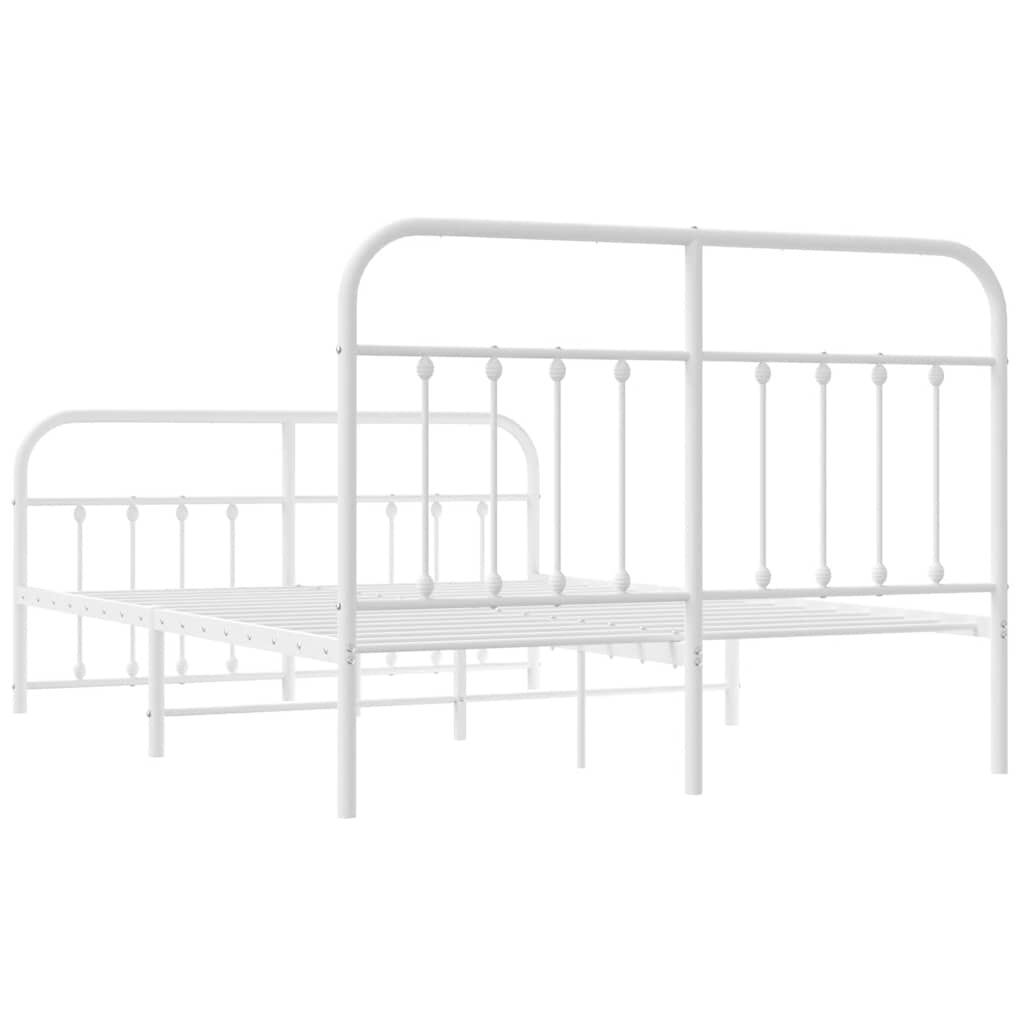 vidaXL Metal Bed Frame without Mattress with Footboard White 135x190cm
