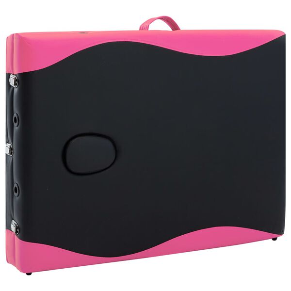 vidaXL 3-Zone Foldable Massage Table Aluminium Black and Pink