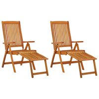 vidaXL Folding Garden Chairs with Footrests 2 pcs Solid Wood Eucalyptus