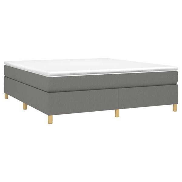vidaXL Bed Frame without Mattress Dark Grey King Fabric (US Only)