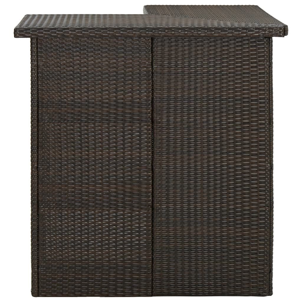 vidaXL 4 Piece Garden Bar Set with Cushions Poly Rattan Brown