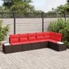 vidaXL Garden Sofa Set with Cushion 6 pcs Brown Poly Rattan
