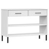 vidaXL Console Cabinet with Metal Legs White Solid Wood Pine "OSLO