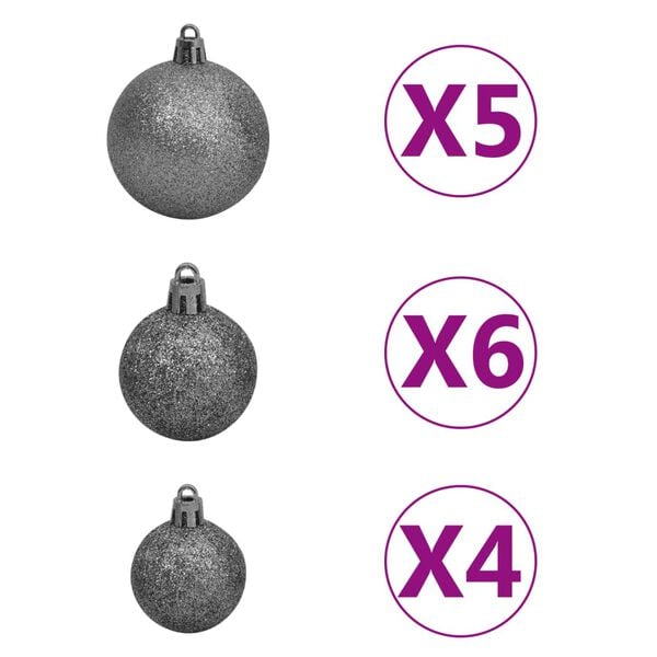 vidaXL Artificial Half Pre-lit Christmas Tree with Ball Set White 150 cm