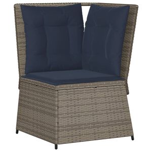vidaXL Garden Sofa Corner with Cushions Grey Poly Rattan