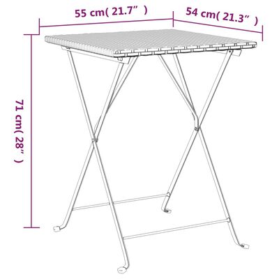 vidaXL Folding Bistro Table Black 55x54x71 cm Poly Rattan