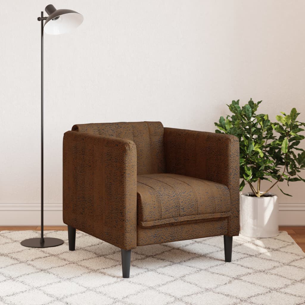 vidaXL Sofa Chair Brown Faux Suede Leather