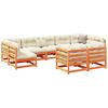 vidaXL 9 Piece Garden Sofa Set with Cushions Wax Brown Solid Wood Pine