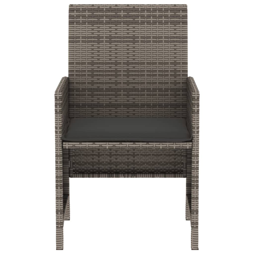 vidaXL 3 Piece Bistro Set with Cushions Grey Poly Rattan