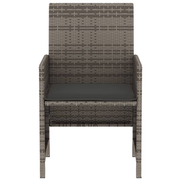 vidaXL 3 Piece Bistro Set with Cushions Grey Poly Rattan