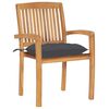 vidaXL Garden Chairs 2 pcs with Anthracite Cushions Solid Teak Wood