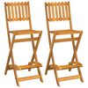 vidaXL Folding Outdoor Bar Stools 2 pcs Solid Wood Acacia