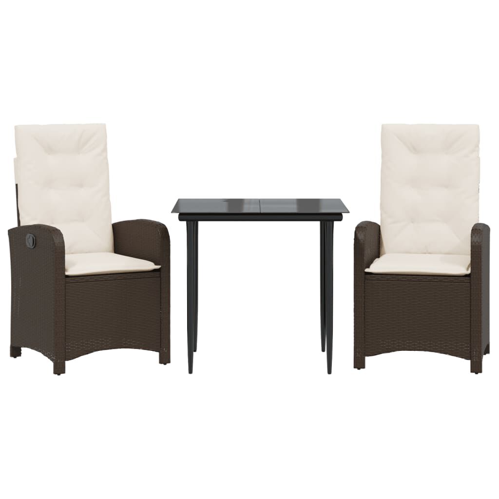 vidaXL 5 Piece Garden Dining Set with Cushions Brown Poly Rattan