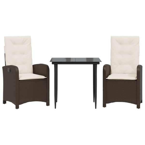 vidaXL 5 Piece Garden Dining Set with Cushions Brown Poly Rattan