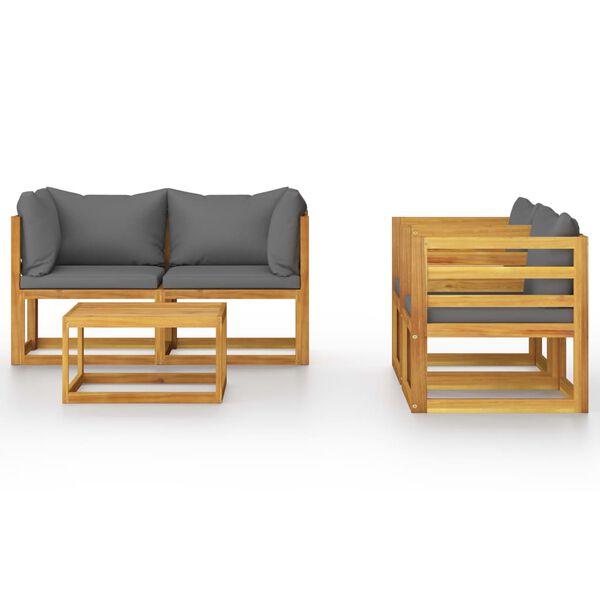 vidaXL 5 Piece Garden Lounge Set with Cushion Solid Acacia Wood