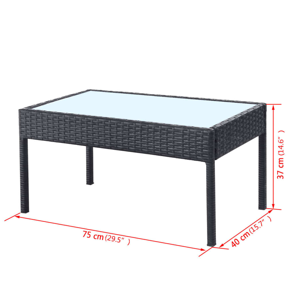 vidaXL 4 Piece Garden Lounge Set with Cushions Poly Rattan Black