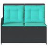 vidaXL Reclining Garden Bench with Cushions Black Poly Rattan