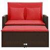 vidaXL Garden Sofa with Cushions 2-Seater Brown Poly Rattan
