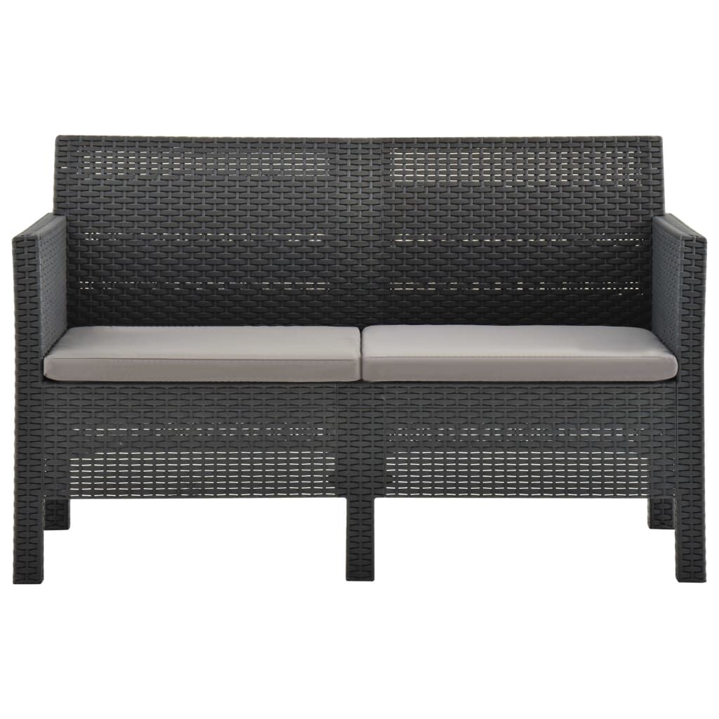 vidaXL 2 Piece Garden Lounge Set with Cushions PP Rattan Anthracite