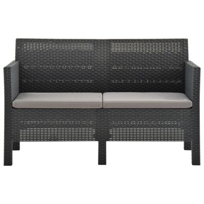 vidaXL 2 Piece Garden Lounge Set with Cushions PP Rattan Anthracite