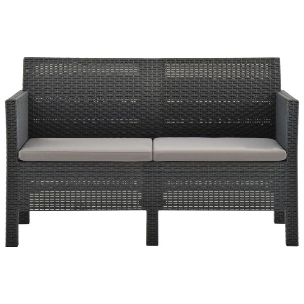 vidaXL 2 Piece Garden Lounge Set with Cushions PP Rattan Anthracite
