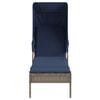 vidaXL Sun Lounger with Canopy Grey Poly Rattan