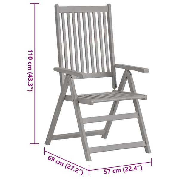 vidaXL Garden Reclining Chairs 2 pcs with Cushions Solid Wood Acacia