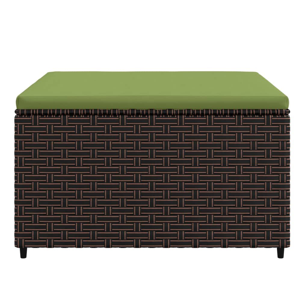 vidaXL Garden Footrest with Cushion Brown Poly Rattan