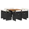 vidaXL 9 Piece Garden Dining Set with Cushions Black Poly Rattan