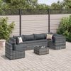 vidaXL 7 Piece Garden Lounge Set with Cushions Grey Poly Rattan