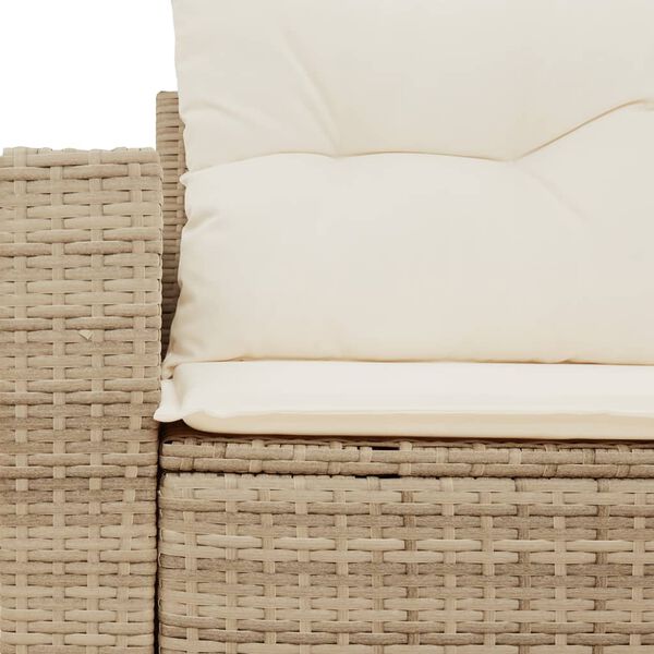 vidaXL Garden Sofa with Cushions 2-Seater Beige Poly Rattan