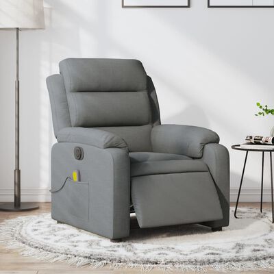 vidaXL Electric Massage Recliner Chair Dark Grey Fabric