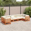 vidaXL 7 Piece Garden Sofa Set with Cushions Wax Brown Solid Wood Pine