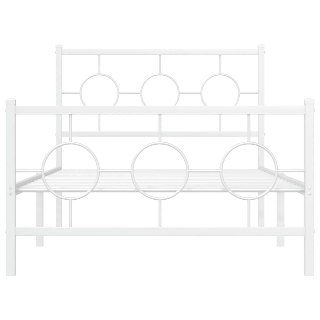 vidaXL Metal Bed Frame without Mattress with Footboard White 100x200cm