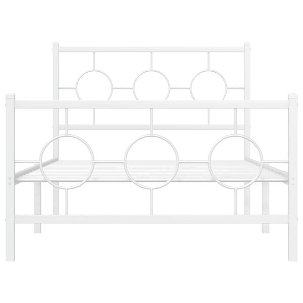 vidaXL Metal Bed Frame without Mattress with Footboard White 100x200cm