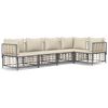 vidaXL 5 Piece Garden Lounge Set with Cushions Anthracite Poly Rattan