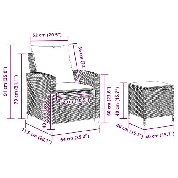 vidaXL 4 Piece Garden Sofa Set with Cushions Grey Poly Rattan