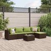 vidaXL 5 Piece Garden Lounge Set with Cushions Brown Poly Rattan