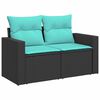 vidaXL 7 Piece Garden Sofa Set with Cushions Black Poly Rattan Acacia