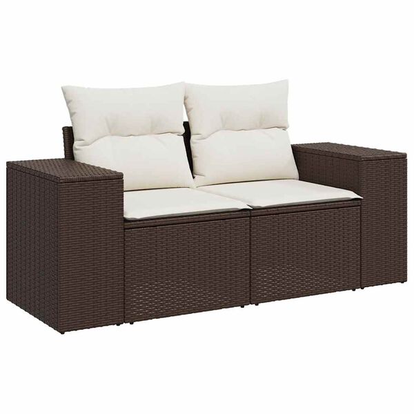 vidaXL 6 Piece Garden Sofa Set with Cushions Brown Poly Rattan