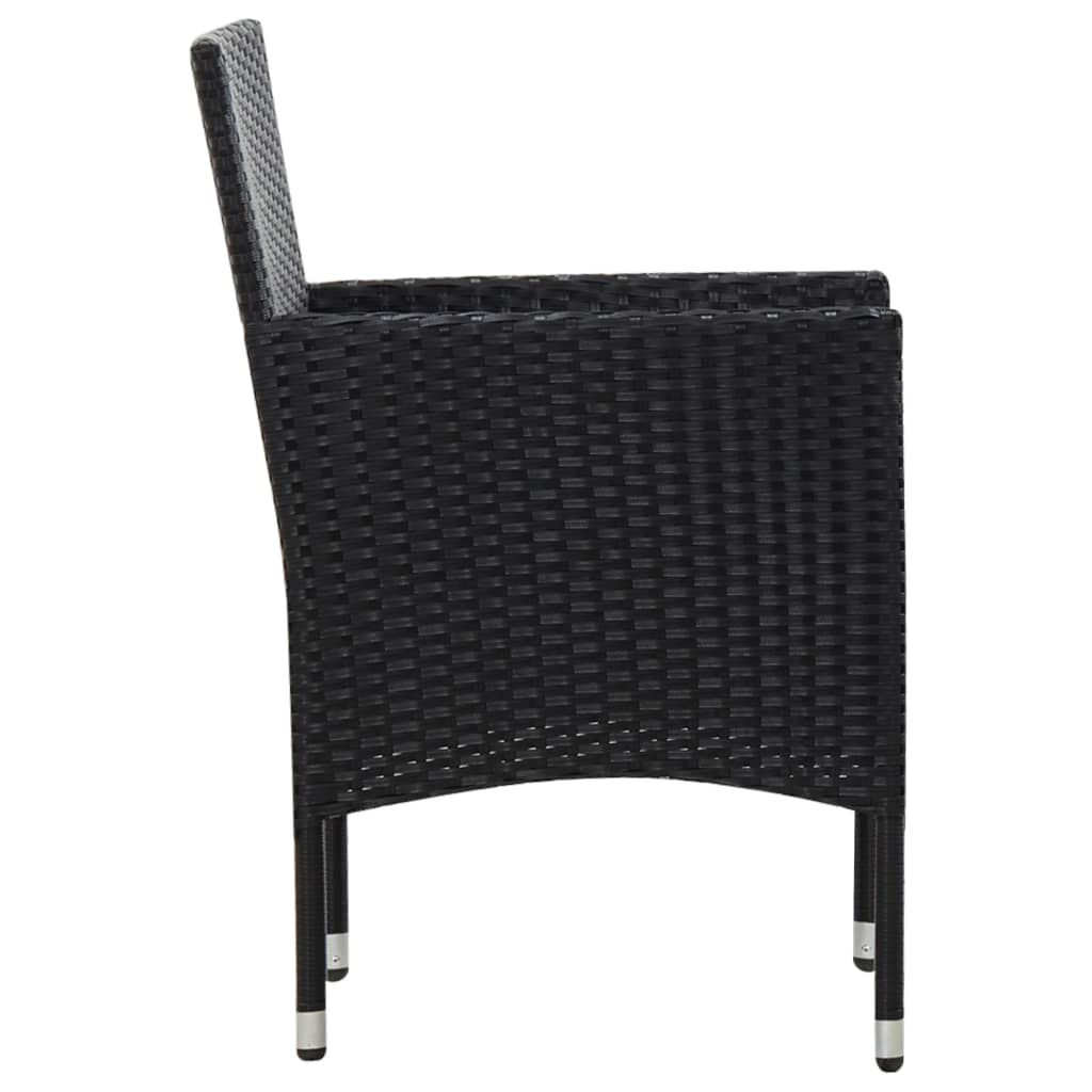 vidaXL 5 Piece Garden Lounge Set With Cushions Poly Rattan Black