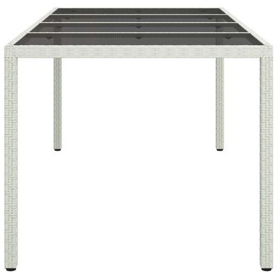 vidaXL Garden Table White 190x90x75 cm Tempered Glass and Poly Rattan