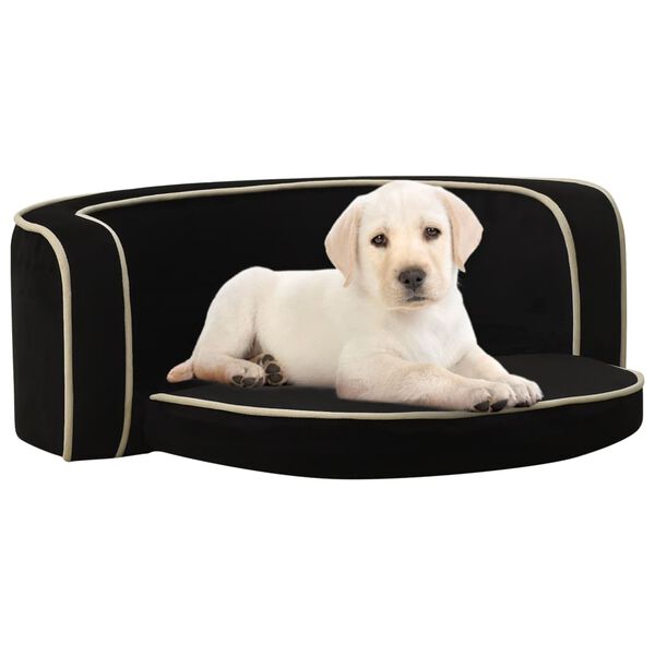 vidaXL Foldable Dog Sofa Black 73x67x26 cm Plush Washable Cushion