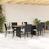 vidaXL 7 Piece Garden Dining Set with Cushions Black Poly Rattan