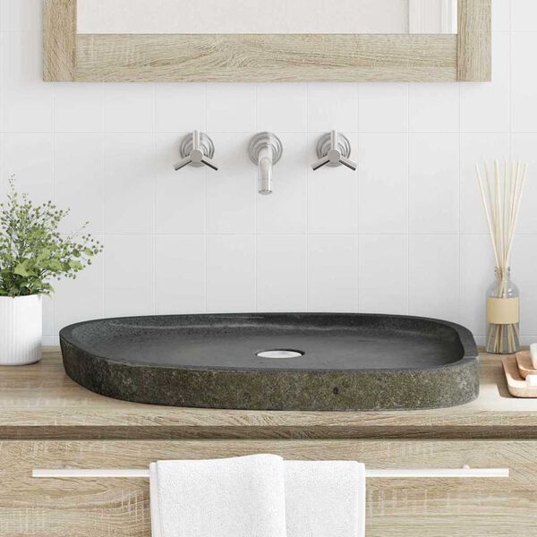 vidaXL Basin Grey (55-65) x (40-50) x 6 cm River stone