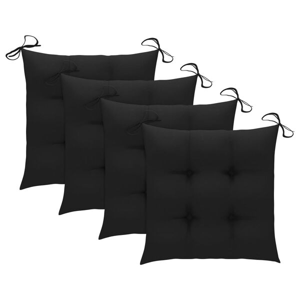 vidaXL Garden Chairs with Black Cushions 3 pcs Solid Teak Wood